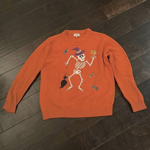 Halloween Ping skeletons sparkling sweater L - Picture 1 of 10